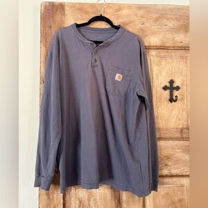 Carhartt Men's Gray Long Sleeve Henley Shirt Size XL